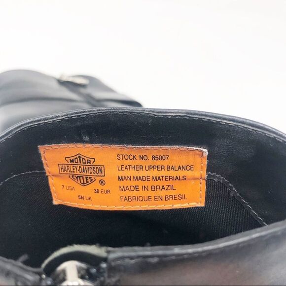 HARLEY DAVIDSON | Black Heeled Leather Boots Stirrup Strap Silver Buckle Size 7 - Picture 9 of 10